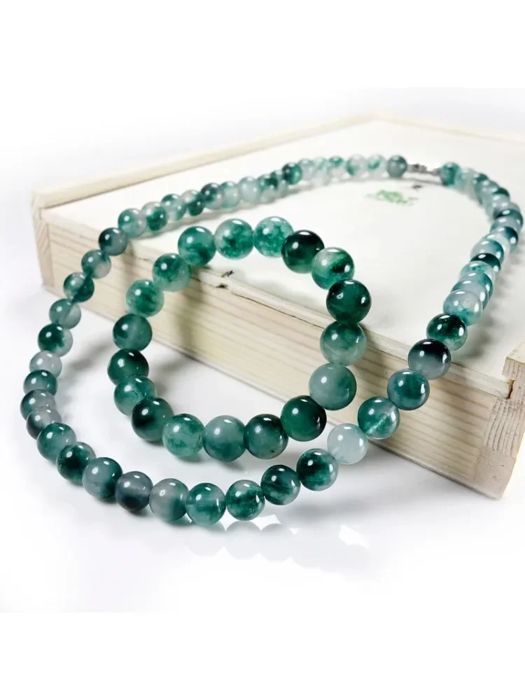 Genuine Natural Green 8mm Jade Beads Necklace Jadeite Jewelry Fashion Charm Accessories Lucky Amulet Gifts for Women Her Men