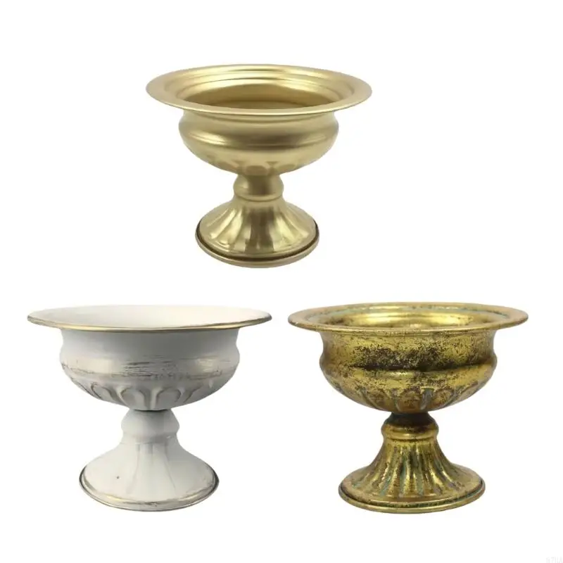 Elegant European Metal Flower Vases Small Pedestal Urn Vases For Home Decors With Rusts Proof Coating And Wide Opening 87HA