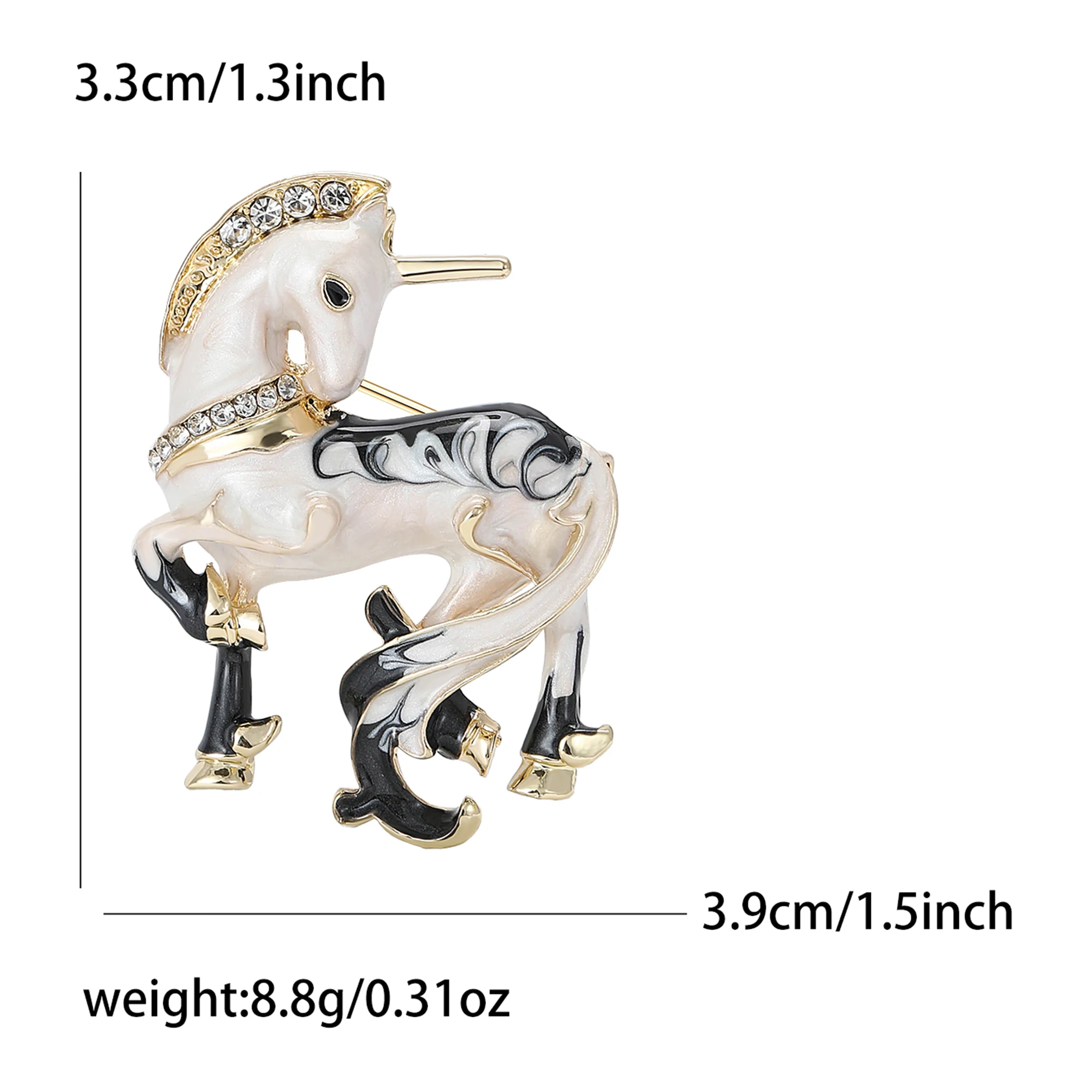 Beaut&Berry Exquisite Enamel Unicorn Brooches for Women Animal Pins Casual Party Accessories New Year Gifts Friends Decoration