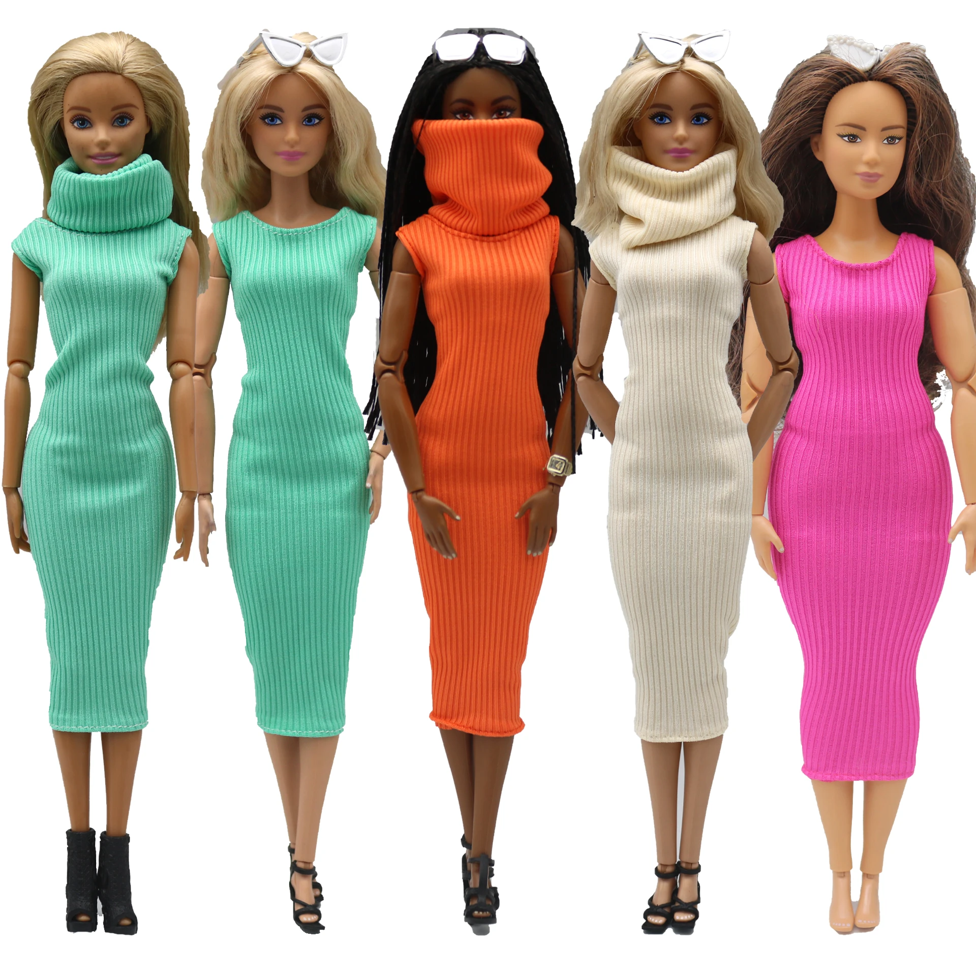 doll clothes 30 cm  Scarf +dress set Daily Wear Accessories Clothes for Curvy Barbies doll