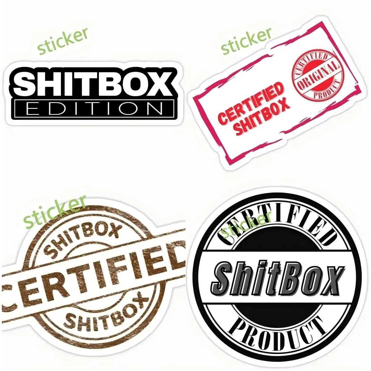 

Shitbox Car Stickers Blak and Red Style Car Styling Nice Decals Suitable for JDM RV Car Wrap Waterproof Camper