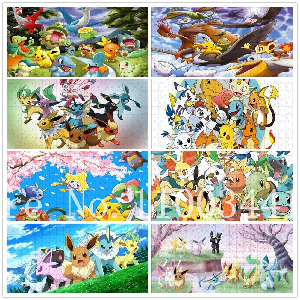 Rompecabezas de Pokémon de 300/500/1000 piezas, rompecabezas de Pikachu, juguetes educativos, juego familiar interactivo divertido para niños, juguetes hechos a mano