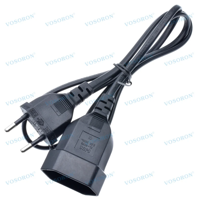 European 2 Prong VDE Plug to CEE7/16 Outlet Socket Power Extension Cord,Schuko CEE7 Angled Extension cords