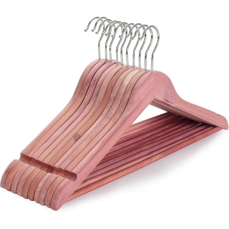 

American Red Cedar Wooden Hangers, Clothes Hangers for Closet, Wood Coat Hanger with Smooth Cut Notches, 360°Flexible Hook