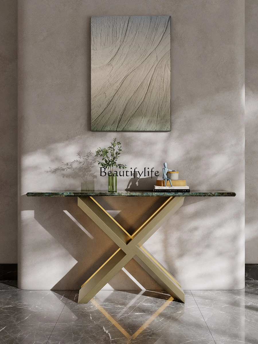 Italian light luxury entrance table creative high-end luxury stone entrance frame against the wall decoration simple