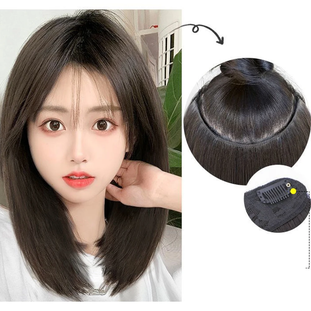 One-pieces Clip Wig Invisible Synthetic Hair Extensions u-type Short Straight Extension Women Hairpieces Half Wig Female