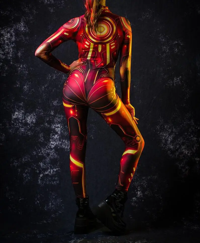 Damen Sexy Festival Cosplay Zentai Bodysuit 3D-Gedrucktes Mehrfarbiges Kostüm Halloween-Party Jumpsuit Karneval Feiertags-Verkleidung – Detail 6