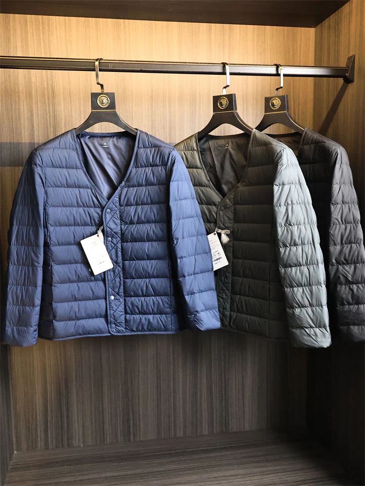 

Recommended! Large 90 Down! Autumn Winter Men's Color Fluffy Warm Lightweight Stand Collar Outdoor down Jaet