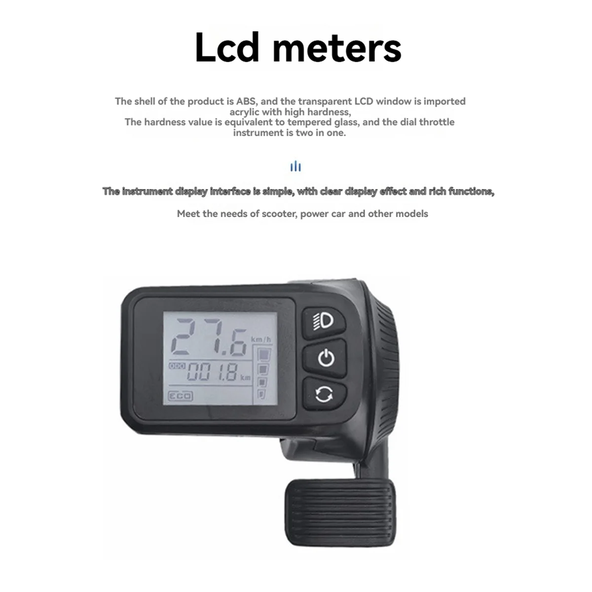 

128DX 36 В/48 В ЖК-дисплей Панель дроссельной заслонки для большого пальца Электрический велосипедный скутер Комплект бесщеточного контроллера [JQ-EN & RS]