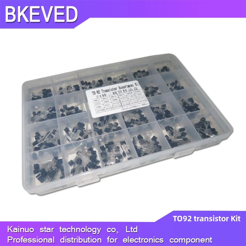 24Values TO-92 Transistor Assortment Assorted Kit BC327 BC337 BC517 BC547 BC548 BC549 2N2222 3906 3904 5401 5551 C945 1015