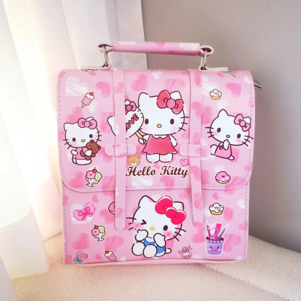 Kawaii Sanrio Hello Kitty Cinnamoroll My Melody Kuromi Cartoon School Bag Student Backpack High -Capable Shoulder Bag Gift