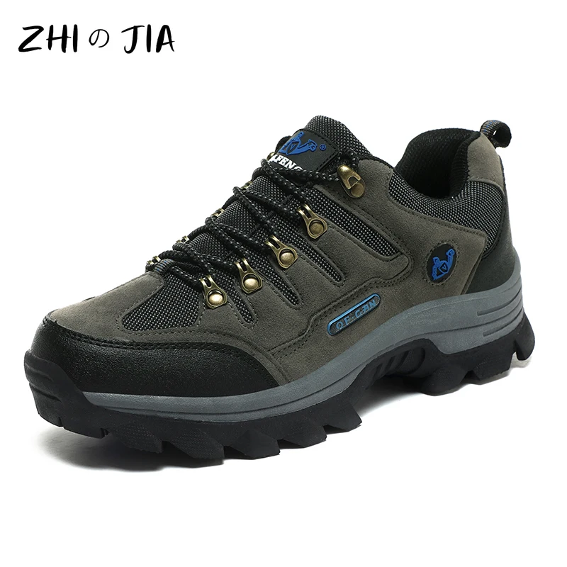 Outdoor Men\'s Sneaker Autumn Winter Couples Casual Shoes Mountaineering Shoes Men\'s Leather Walking Shoes Large Footwear