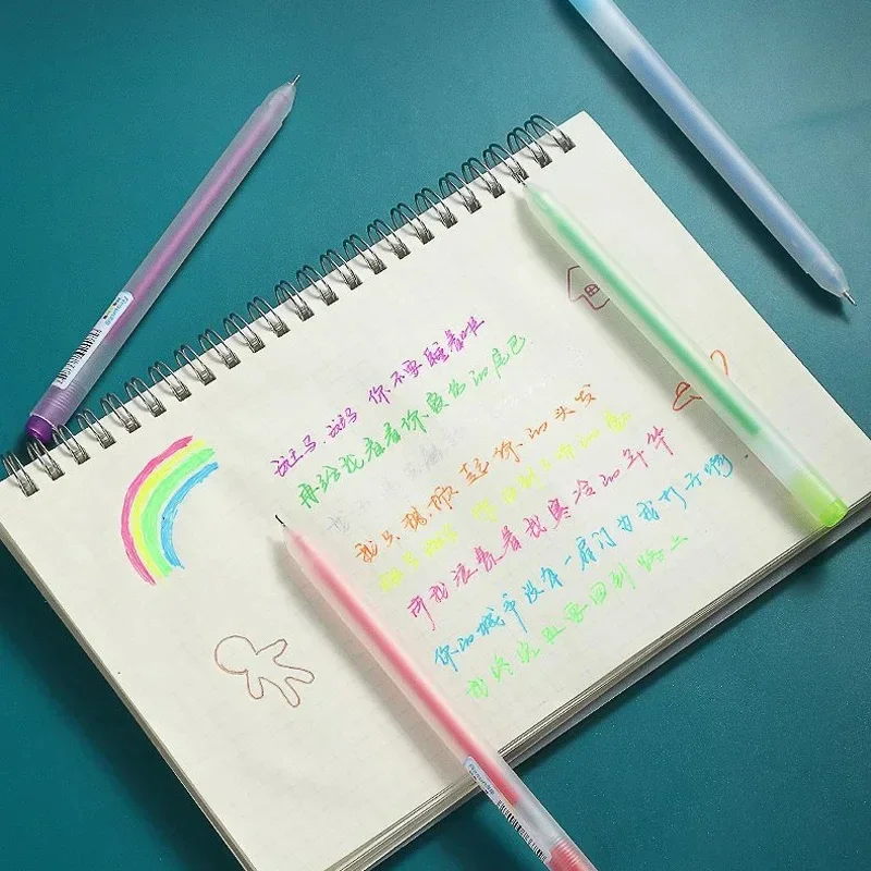 12 Colors/Set Simple Colored Ink Gel Pen Multicolor Ballpoint Pen 0.5mm Student Drawing Writing Neutral Stationery Supplies