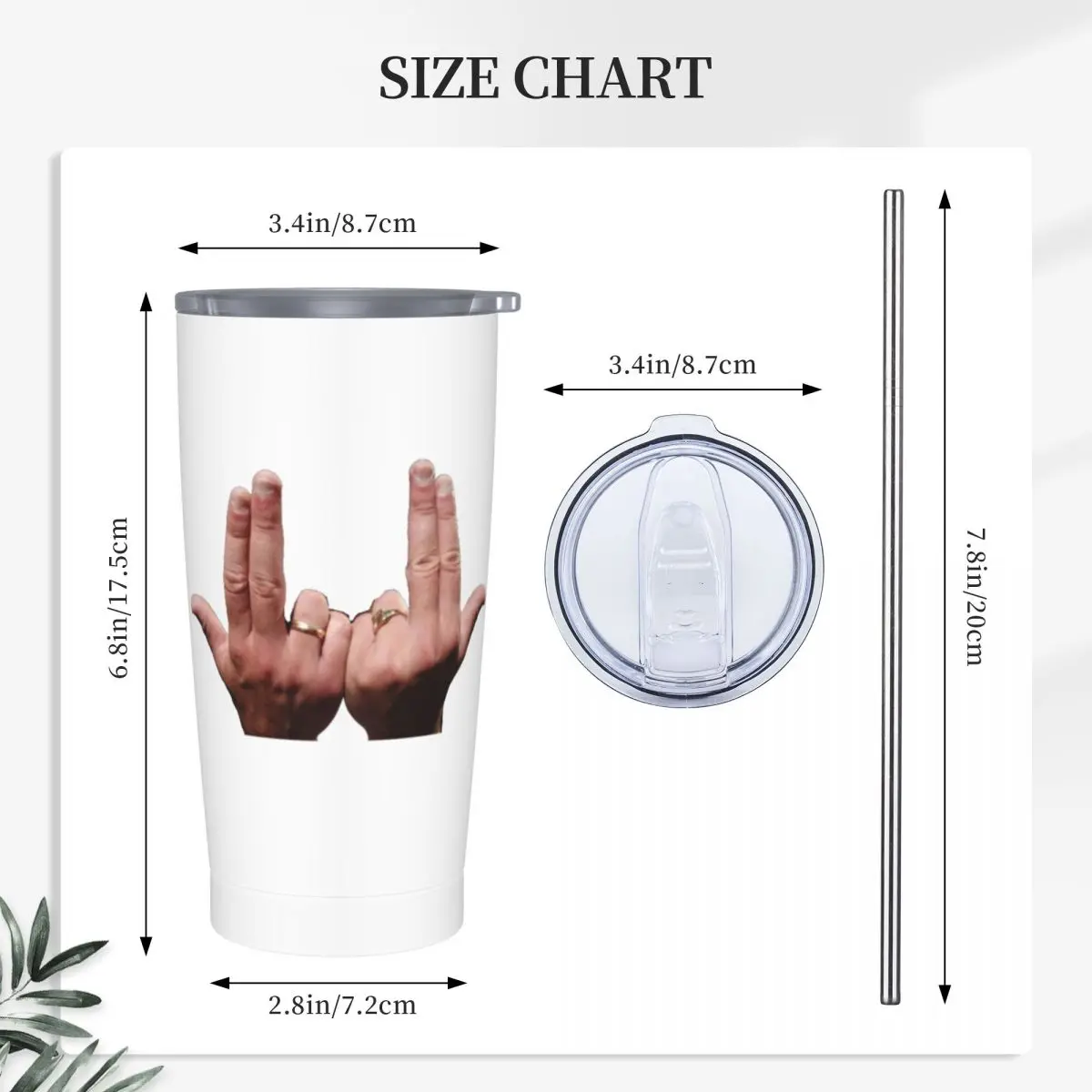 Jul (sign) Stainless Steel Tumbler Vacuum Insulated Mugs Thermal Cold Cups Straw With Lid 20oz