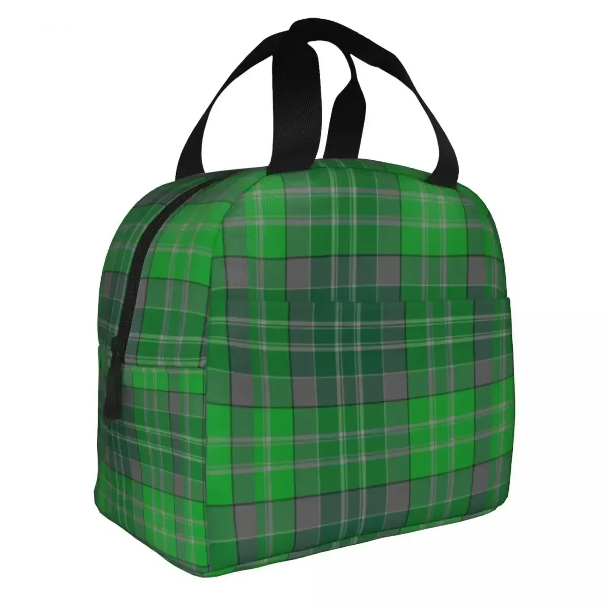 Green Plaid Christmas Insulated Lunch Bags High Capacity Lunch Container Cooler Bag Tote Lunch Box Beach Outdoor Girl Boy