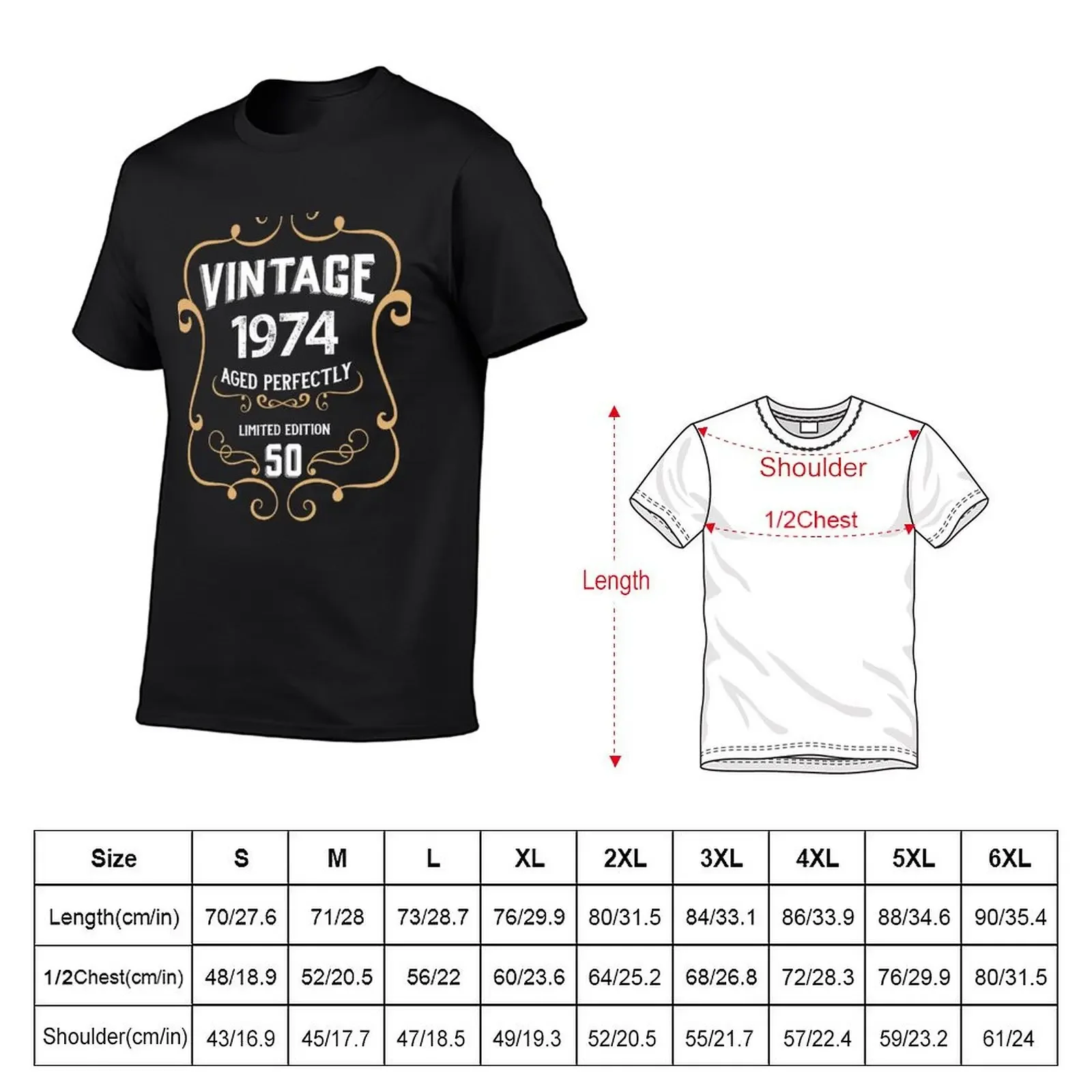 50th Birthday Vintage 1974 Aged Perfectly Gift T-Shirt plus size clothes plus size tops heavy weight t shirts for men