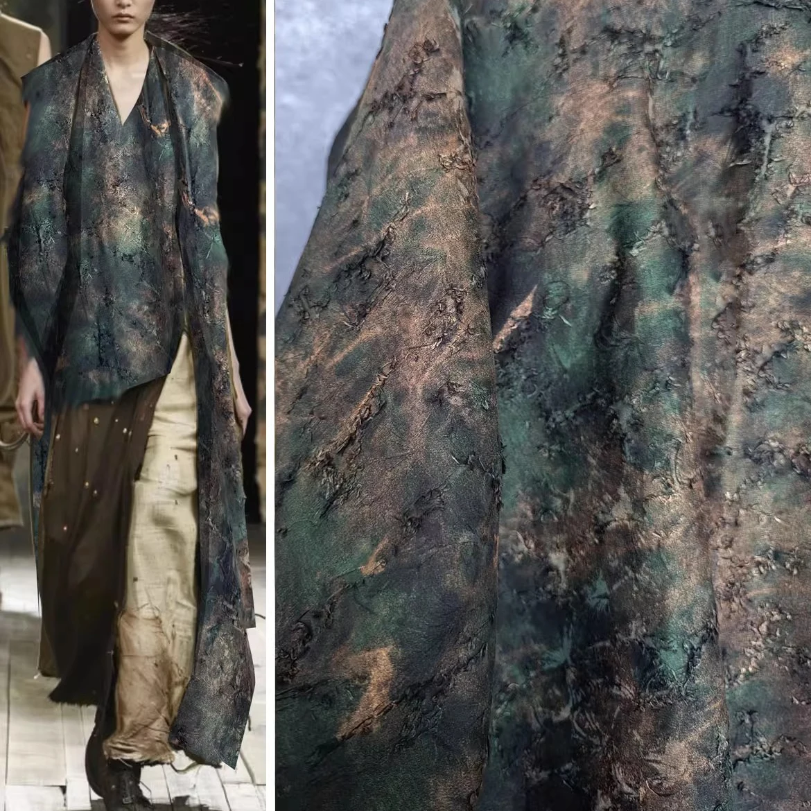 

1yard Creative designer for outerwear and skirt,fashion fabrics for clothing Vintage rust vintage tassel texture fabric