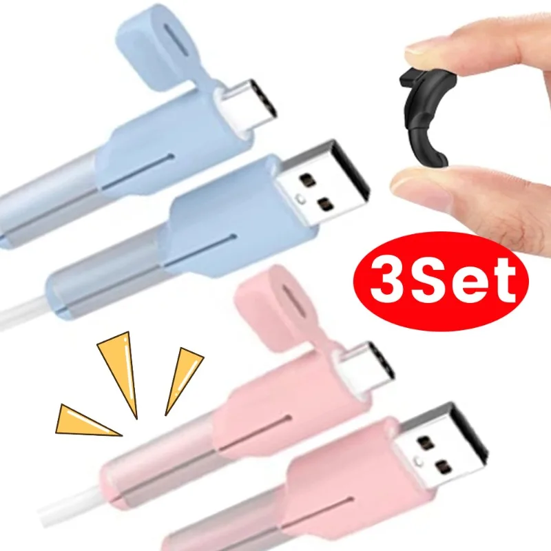 2 in 1 Data Cable Protector Cover Universal Android Cable Silicone Wrap Anti-Break Mobile Phone Cord Saver for USB To Type-c