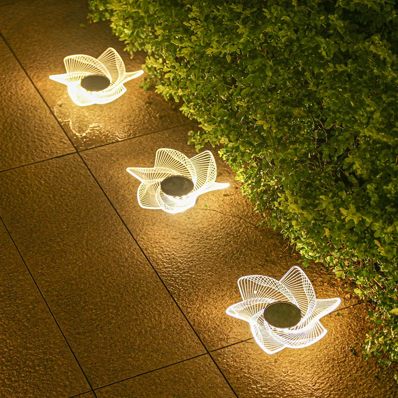 

1pc Solar Acrylic Garden Lights Outdoor Waterproof Luminous Wall Decor Lamp Fit Villa Yard Solar Energy Landscape Lighting Decor