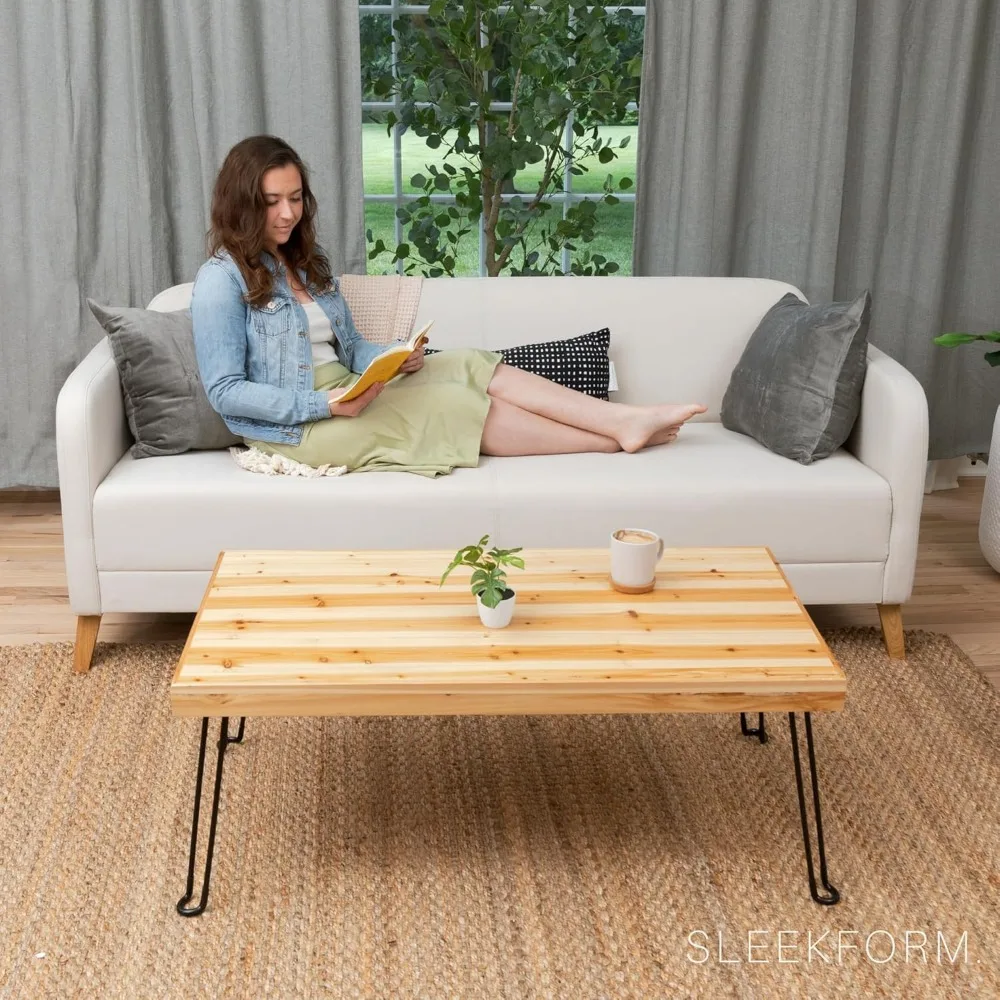 Compact Wooden Folding Coffee Table - Portable Light Wood Mini Desk for Small Spaces and Spas