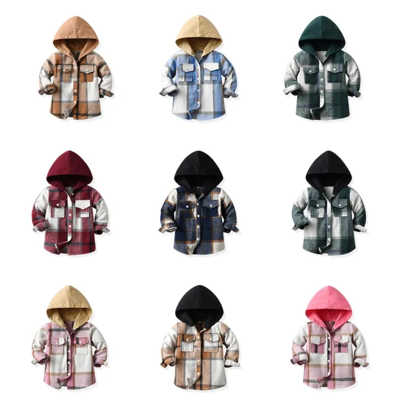 Hooded plaid jacket Spring and autumn casual short jacket