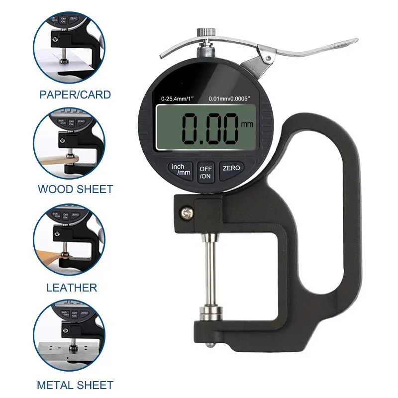 CMCP Micrometer Thickness Meter 0-10mm 0-25mm 0.01mm/0.001mm Digital Micrometer Electronic Meter Rular Thickness Tester