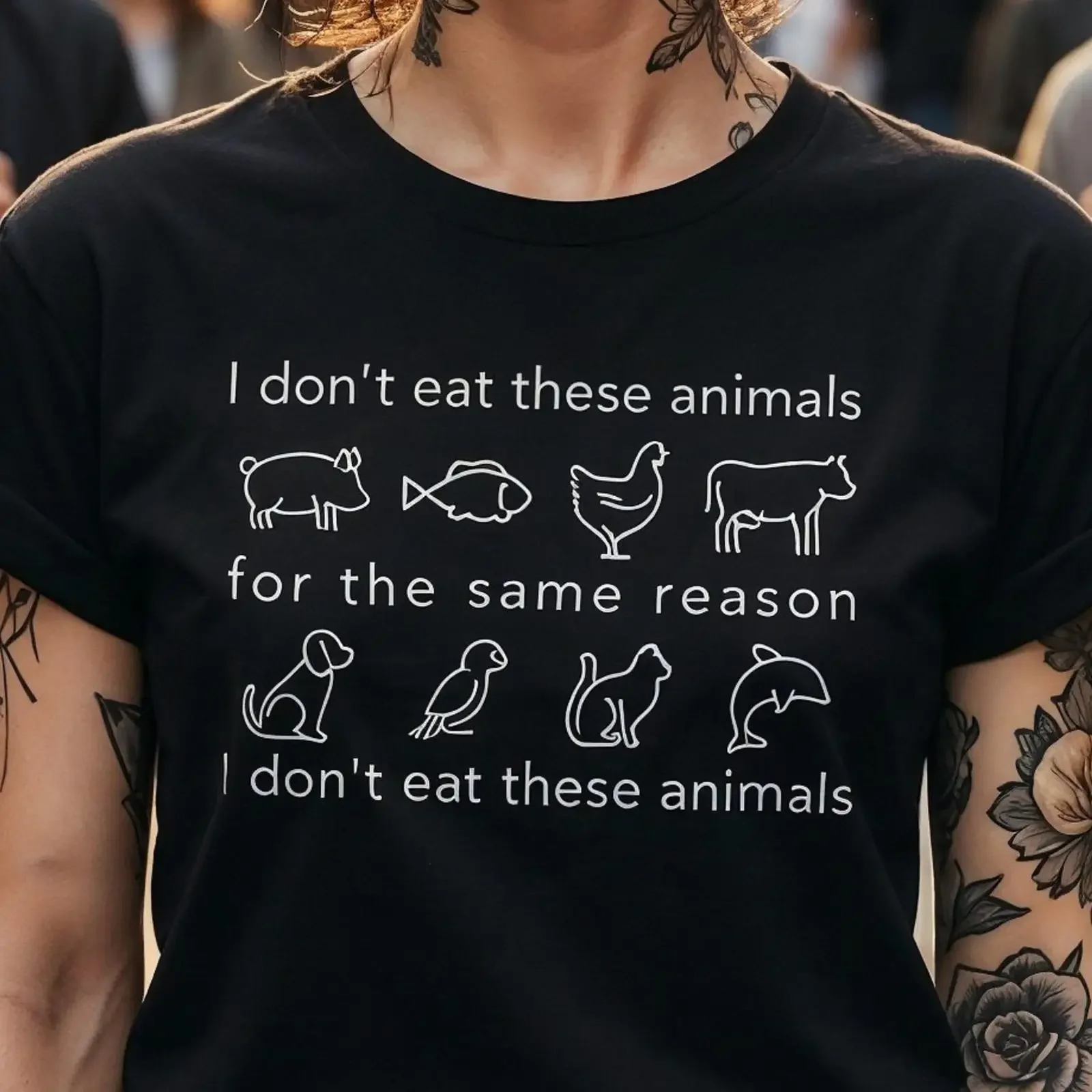 Vegan T Shirt I Don't Eat These Animals Animal Rights Plant Based Activist Anti Speciesism For vintage Washed Comfortable