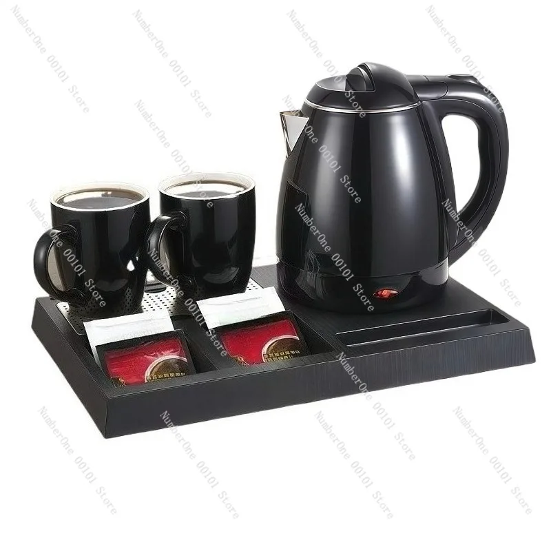 EU and UK Standard Electric Water Bottle Tray Set, 304 Stainless Steel Electric Water Boiler, Hotel Room and Home Use