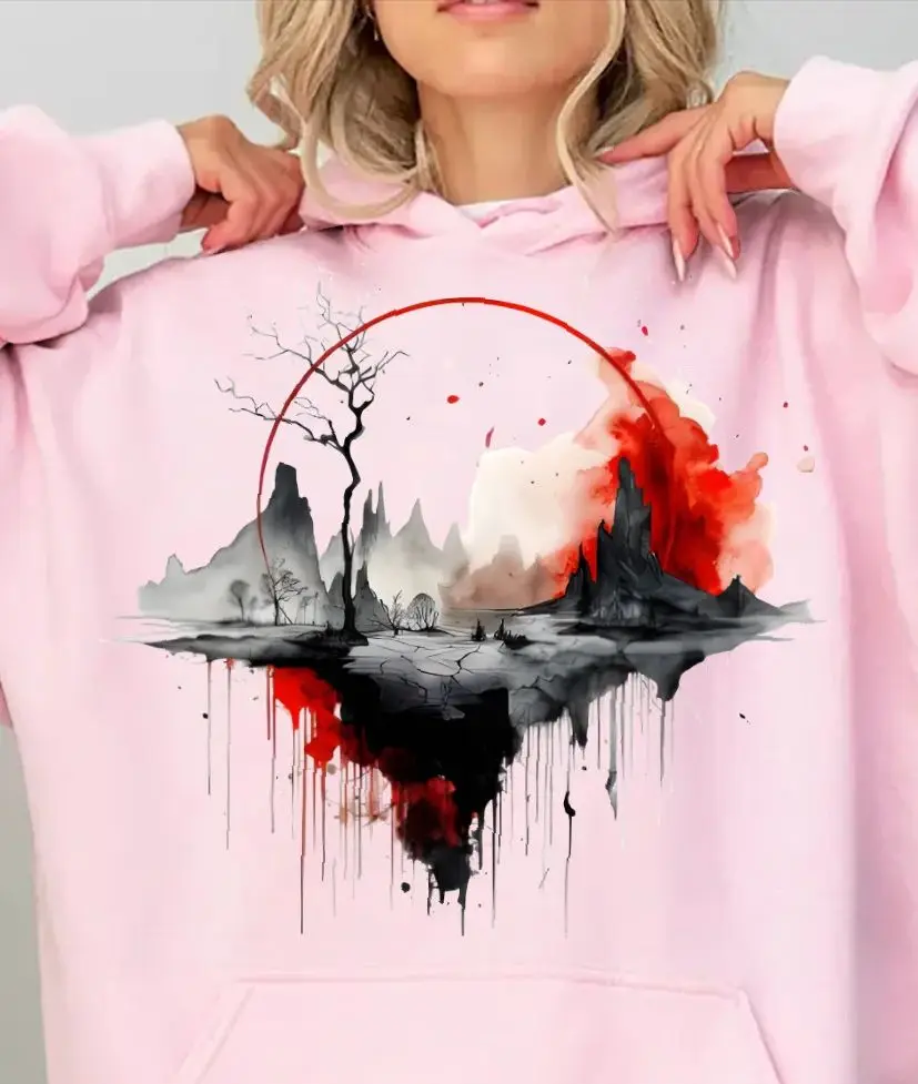 

Casual Washed Hoodie，Y2K Crewneck Sweatshirt, Women's Oversized Hoodie Cute Hand-Painted Bunny,Korean Graphic Style,Warm Winter