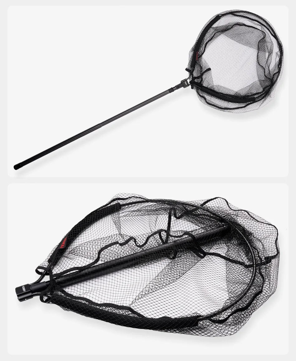 NOEBY Telescopic Landing Net Full Carbon Frame Folding Floating Fishing Net 122-326cm Long Handle 60x50cm