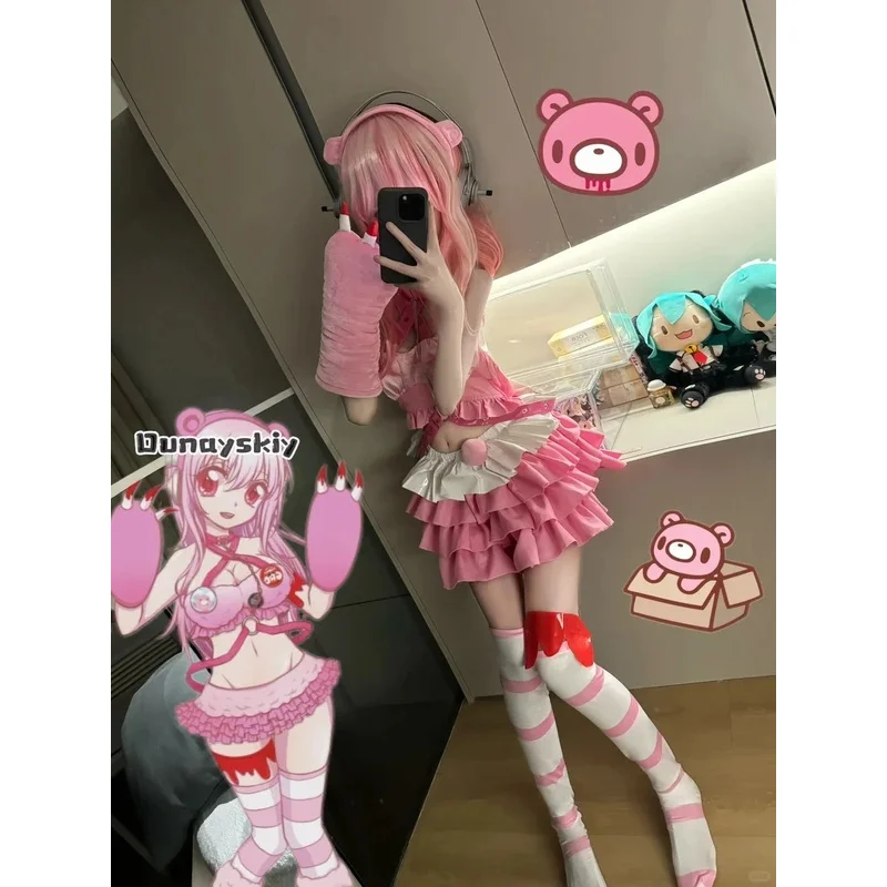 CySUPER SONICO GRG Racing Queen Genus Gloomy Bear Cosplay Costume with socks Pink Suit with Wig
