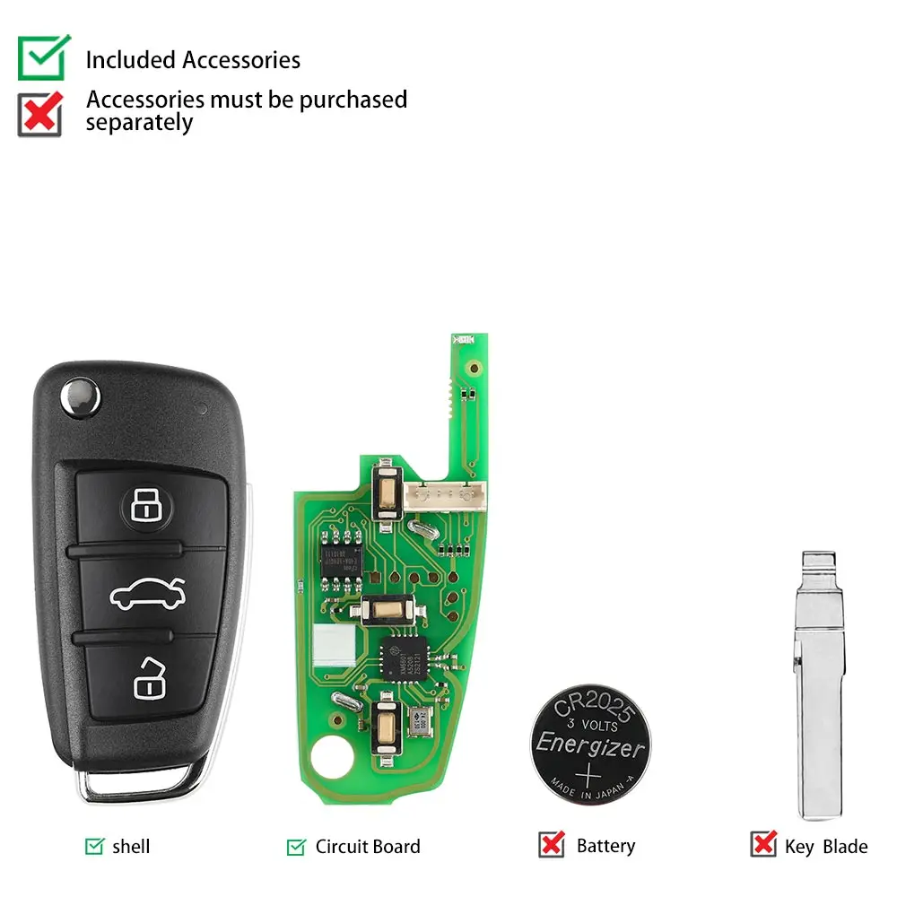 1PCS Xhorse Universal Remote Key XKA600EN VVDI2 Car Remote Key for Audi A6L Q7 3 Buttons Car Key for VVDI Car Key English versio