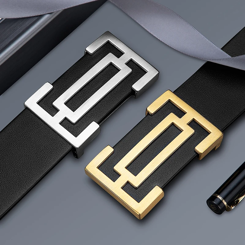 Genuine Leather Belts For Men Designer High Quality Mens Belt Brand Buckle H Stainless Steel Vegetable Tanned Leather Belt