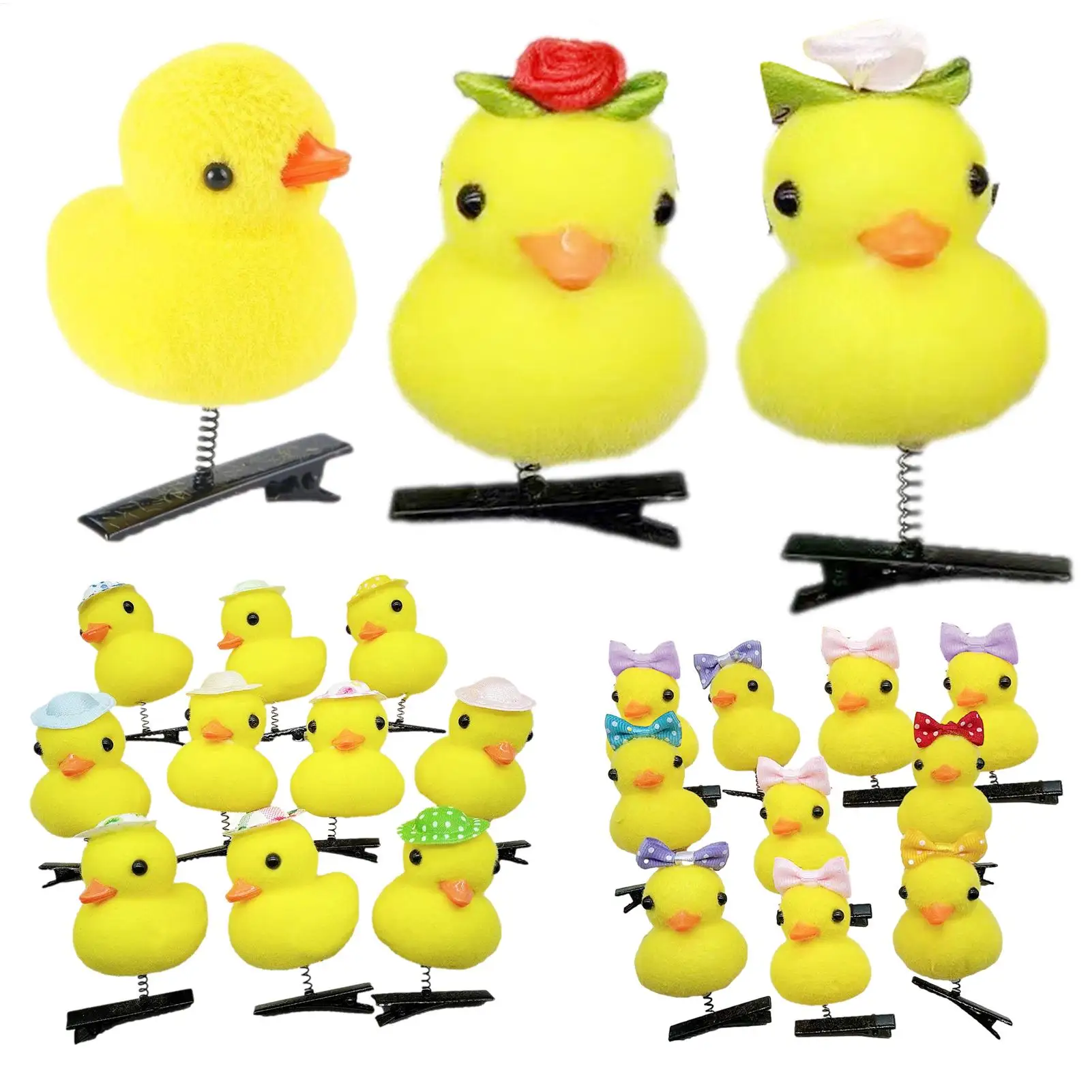 10Pcs/Lot Cartoon Funny And Cute Children 3D Little Yellow Duck Hairpin Fashion DIY Clip Accessories Party Gifts