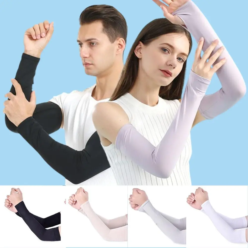 Zomer Ijs Zijde Lange Mouwen Anti-Zonnebrand Arm Cover Mannen Vrouwen Manchet Nieuwe Coole Handmouwen Anti-uv Vingerloze Fietsarm Mouw