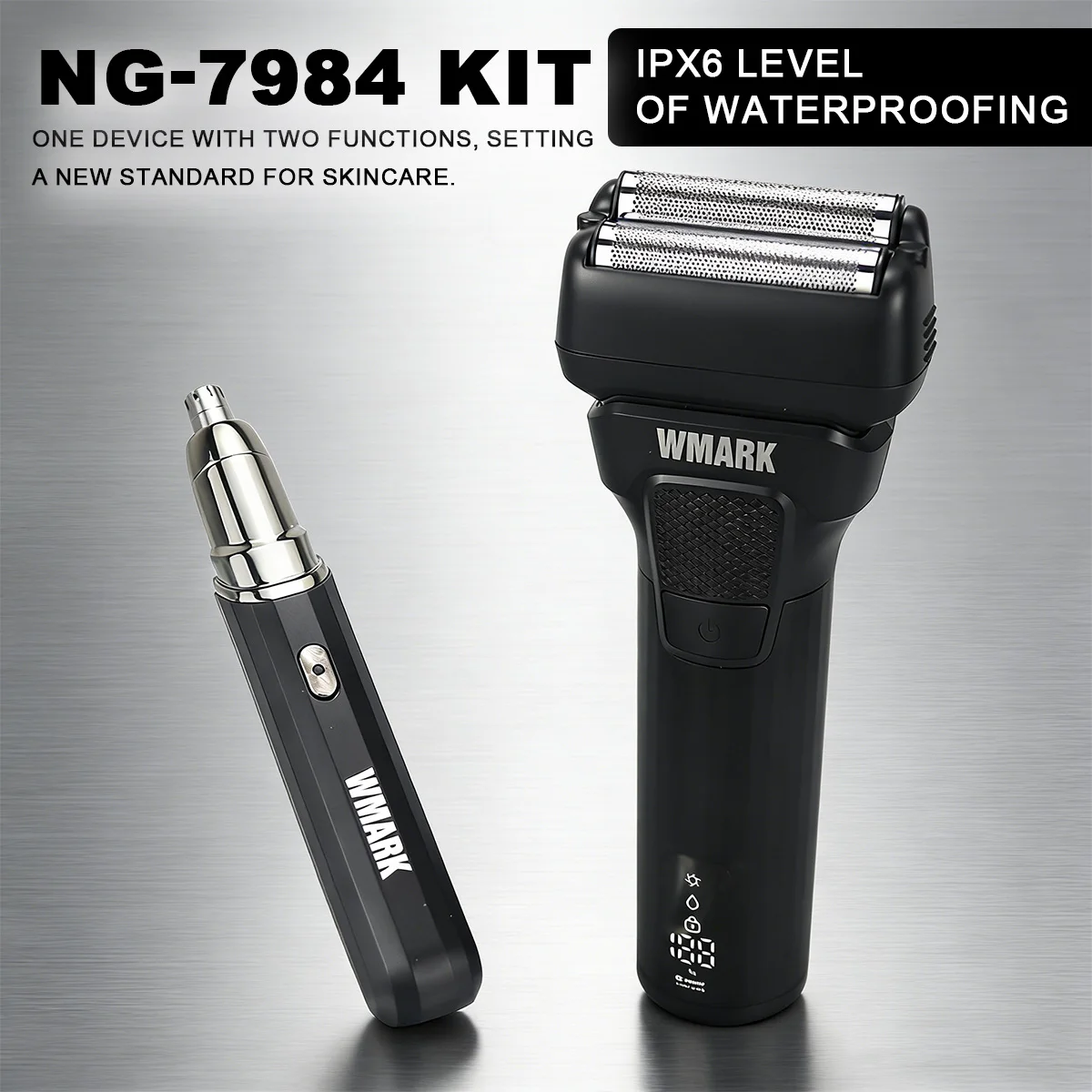 WMARK NG-7984KIT Professional Men's Shaving Machine Kit 9000RPM IPX6 Waterproof LED Display Reciprocating Shaving Machine