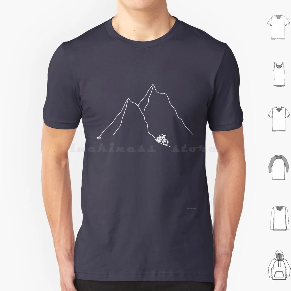 Camiseta de bicicleta de montaña (diseño blanco), hombres, mujeres y niños, 6xl, bicicleta de montaña, diseño de línea de artista canadiense, arte lineal, costa oeste