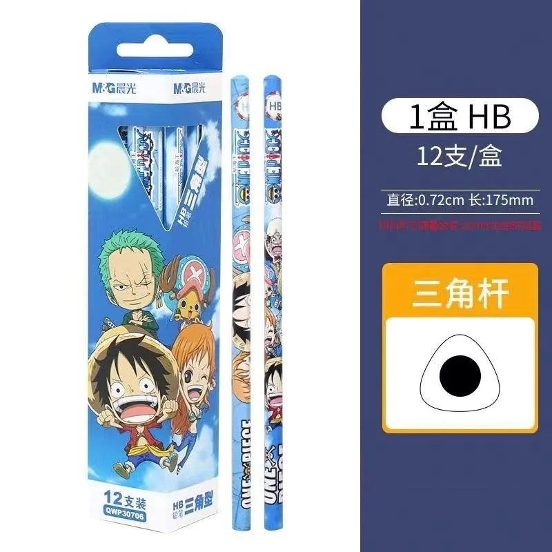 New One Piece anime peripherals Kawaii Luffy Zoro learning stationery pencil cartoon cute triangle student wooden pencil gift