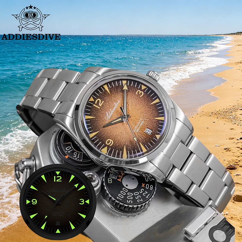 

ADDIESDIVE New Men's Swimming Watch 8215 Automatic Mechanical Luminous Luxury Watches 3D Dial Bubble Glass 100m Waterproof Watch