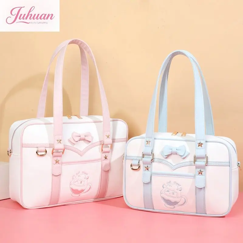 

2025 Cute Cartoon JK PU Shoulder Bags Sweet Embroidery Kawaii Uniform Crossbody Bags New Teenage Girls Lolita Bags for Women