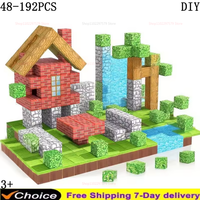 Magnetic Building Blocks Mine World Magnet Cube Set for Boy Girl Kid Age 3+DIY Model Children Stem STEM Sensory Toy Holiday Gift