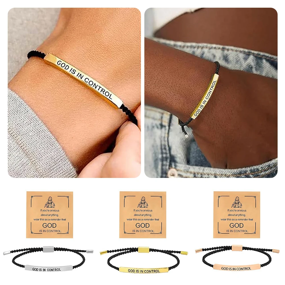 Inspired Bracelet GOD IS IN CONTROL Titanium Steel Tarnish-Resistant Water-Resistant Wristband For Women Men Unisex Jewelry Gift
