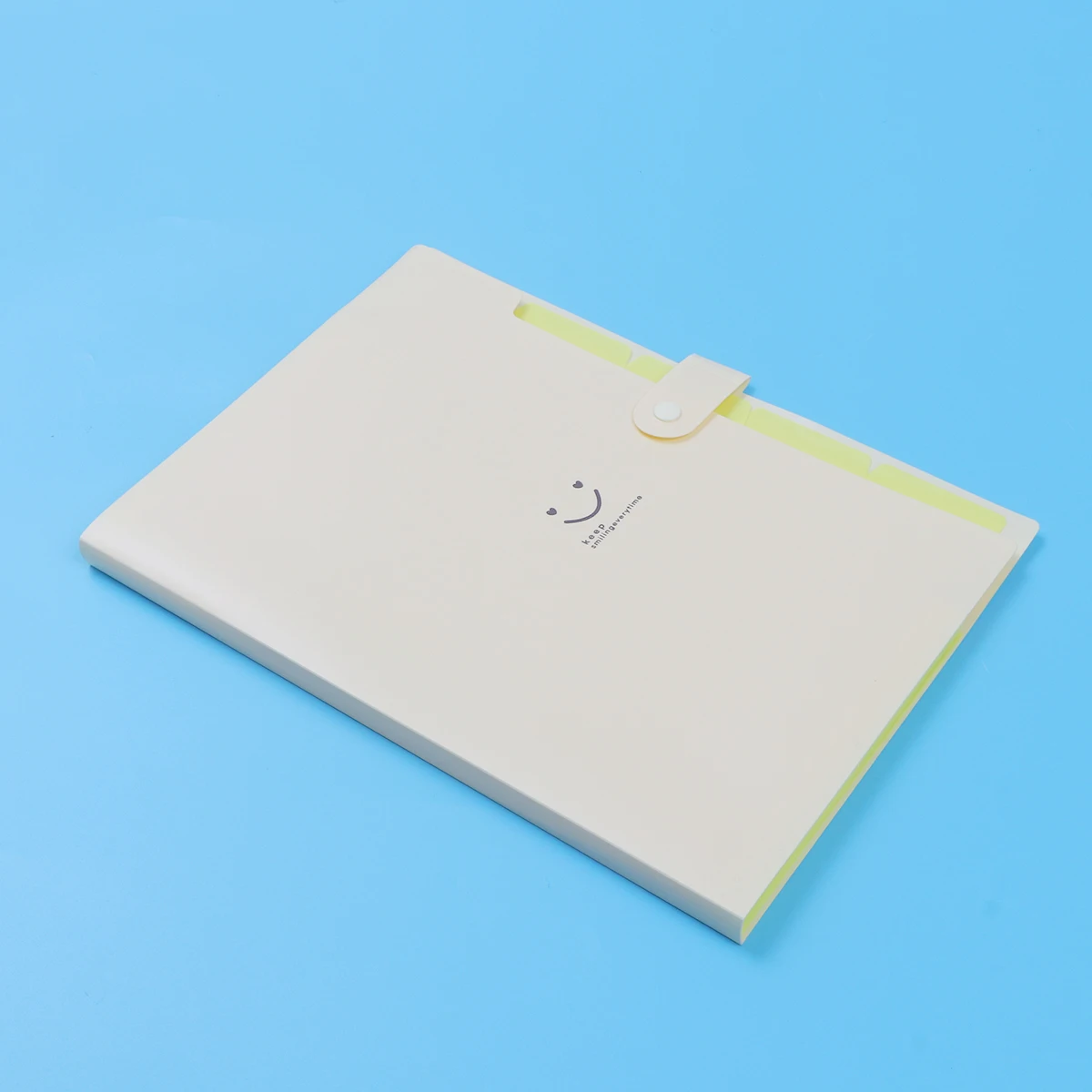 

5 Pockets File Folder Plastic Snap Closure Organizing Documents Papers Home Office School Beige Expandable Storage