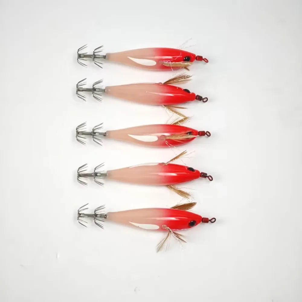 5Pcs/Box Luminous Horizontal Squid Jig Egi Set Simulation Shrimp Fishing Lure Glow in Dark Cuttlefish Octopus Tackle Bait view 3