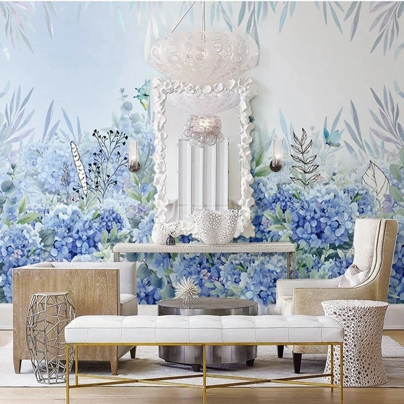 MU8571 Mural Wallpaper Nordic Leaf With Feathery Lines Oil Painting Flower Pattern Home Decor Wall Photo Papel De Parede 3D