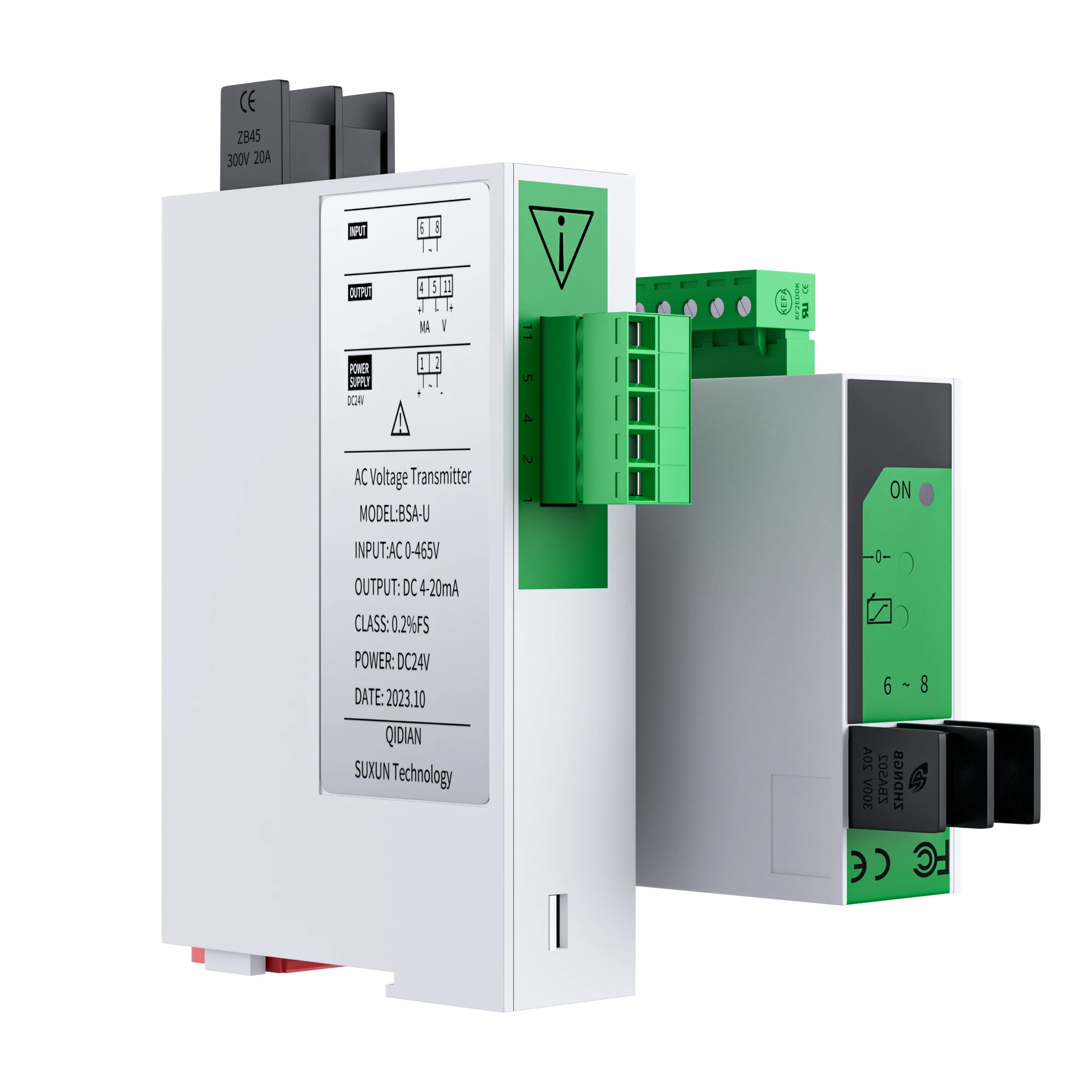 High Accuracy AC 0-465V 0-600V Input 35mm DIN Rail Voltage Transmitter 4-20mA 0-20mA RS485 1-5V 0-10V 0-5V AC Voltage Sensor