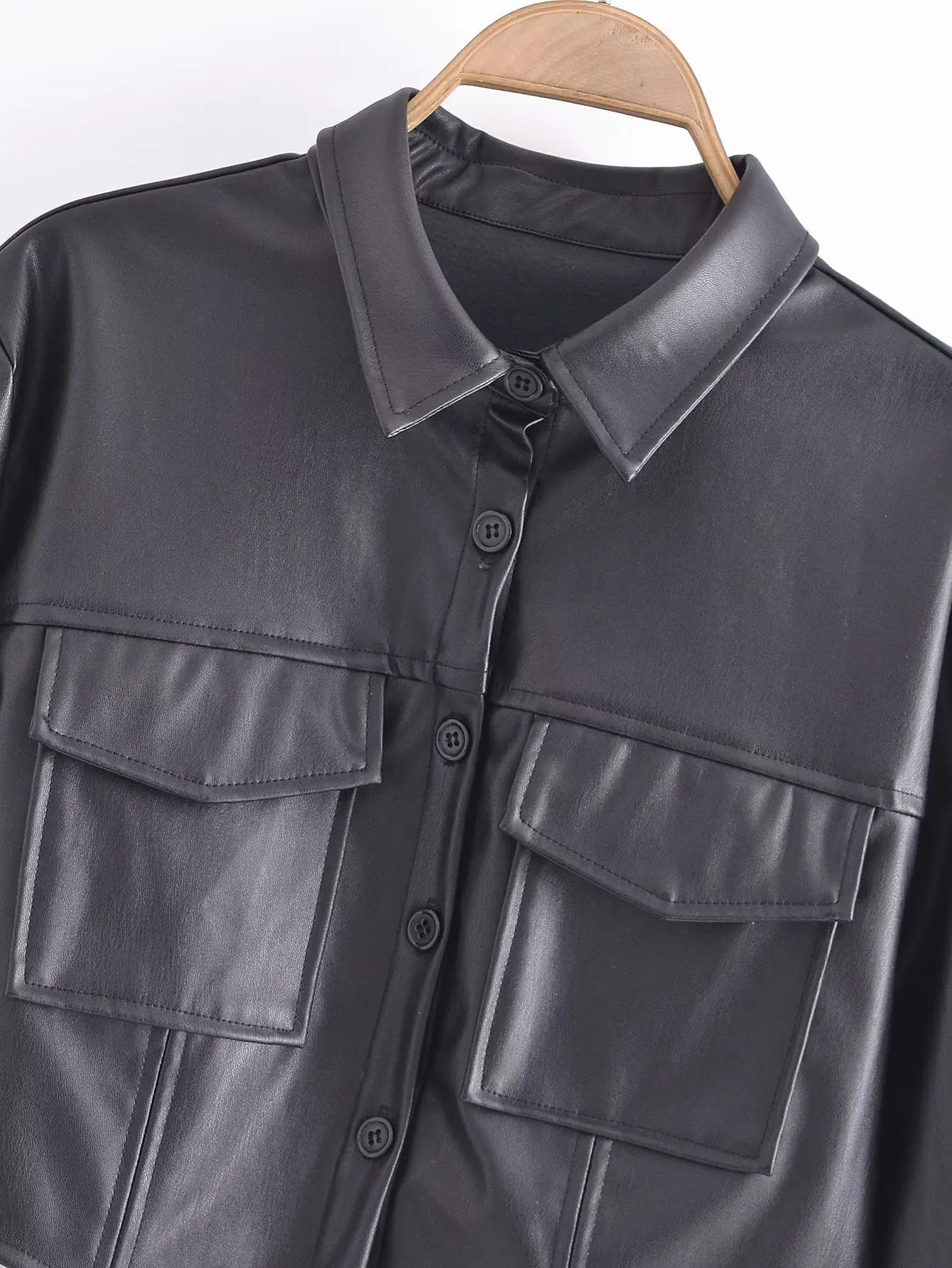 Chaqueta corta de cuero PU negro para mujer, abrigos de estilo Punk de manga larga con cremallera, abrigo corto de moda 2022