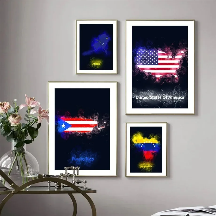 Wall Art Canvas Painting USA Canada Colombia Chile National Flag Nordic Posters And Prints Wall Pictures For Living Room Decor