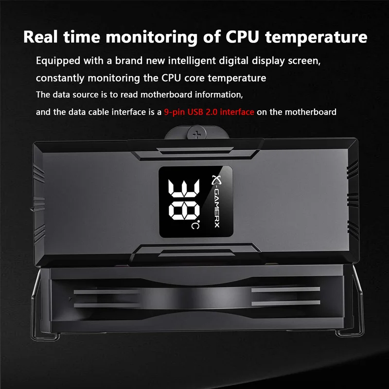 Imagem -02 - Cooler de Cpu Power Train X-gamex Z6000 Argb com Display Digital de Temperatura Radiador Tubos de Calor para Lga1700 1200 115x Am4 Am5