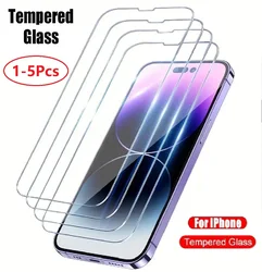1-5Pcs Tempered Glass for iPhone 14 Pro 15 13 12 11 pro max screen protector for iphone 15 pro mica for 13 14 pro glass film